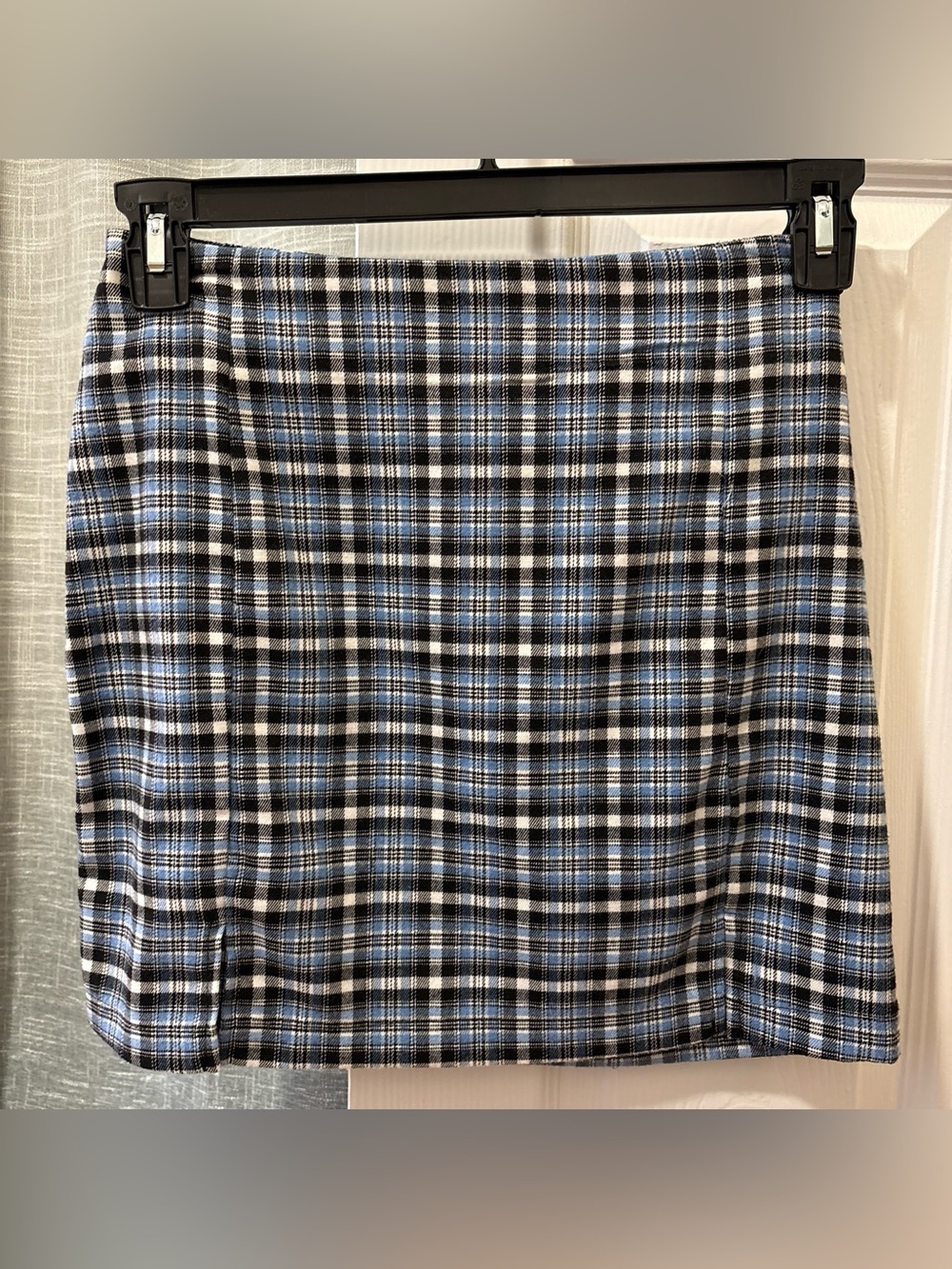 love on a hanger Blue, Black and White Plaid Mini Skirt